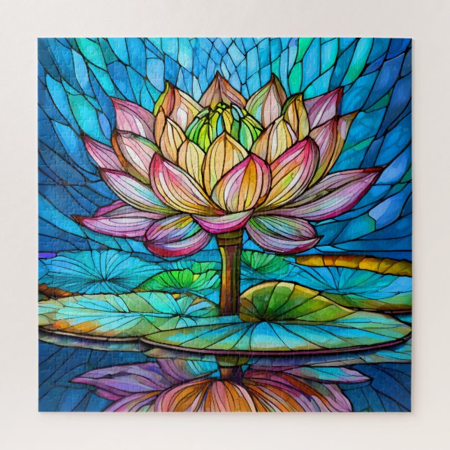 Beautiful Tropical stained glass art puzzle (Vertical)