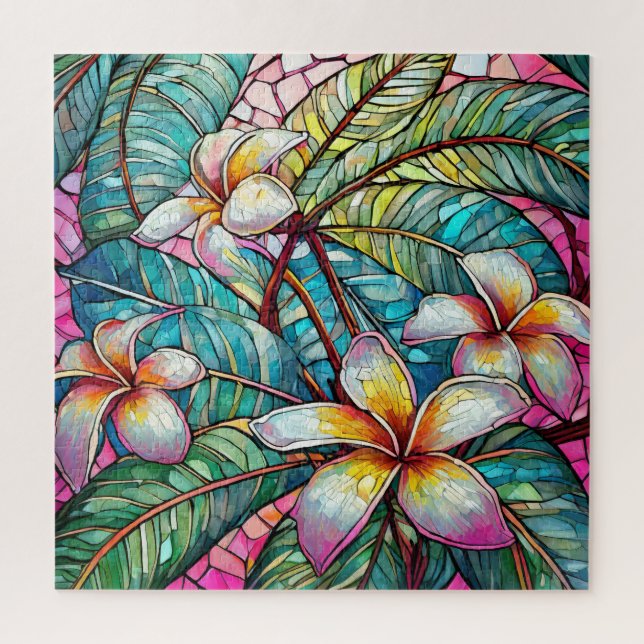 Beautiful Tropical stained glass art puzzle (Vertical)