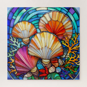 Beautiful Tropical stained glass art puzzle