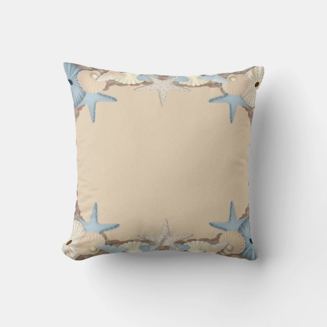 Beautiful Tropical Theme Beach Shells Cushion (Front)