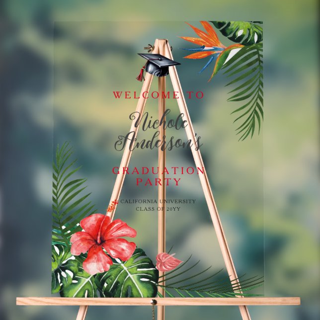 Beautiful Tropical Themed Graduation Welcome Sign  (Neutral)