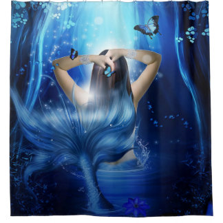 Beautiful True Blue Mermaid Shower Curtain