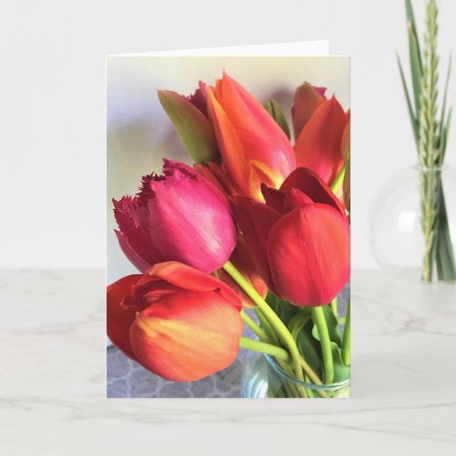 Beautiful Tulip Bouquet Card (Front)