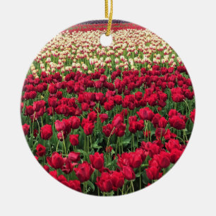 Beautiful Tulip Field, Oregon Ceramic Ornament