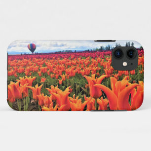 Beautiful Tulip Field with Hot Air Balloon, Oregon iPhone 11 Case
