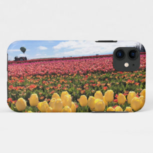 Beautiful Tulip Field with Hot Air Balloon, Oregon iPhone 11 Case
