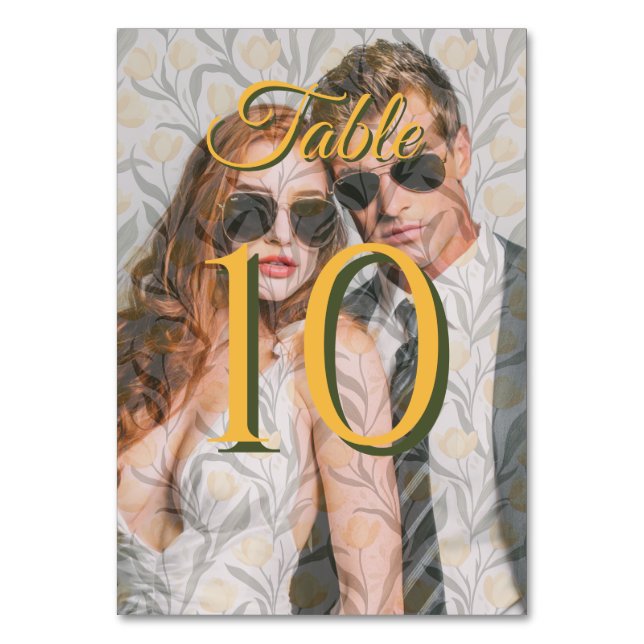 Beautiful Tulip Petal Barn Wedding Table Number (Front)