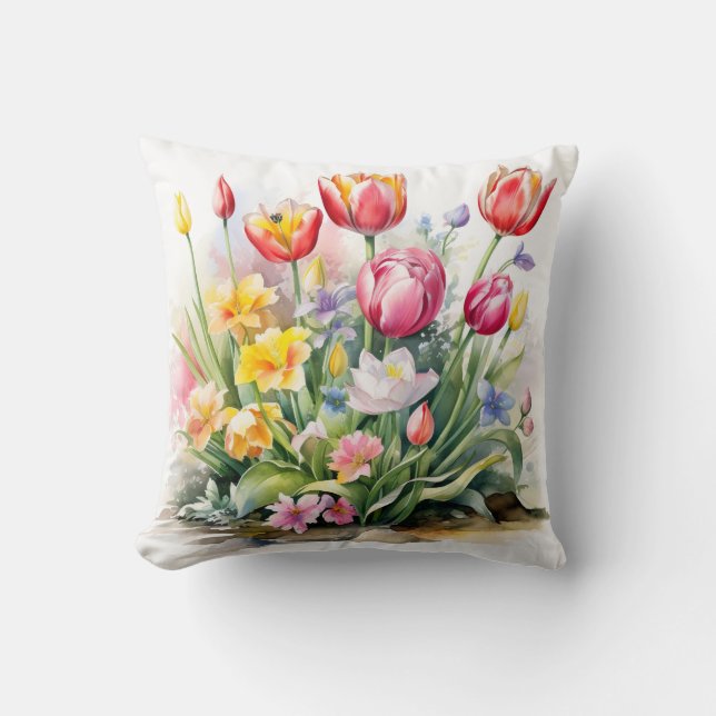 Beautiful Tulip Tulips Flower Flowers Throw Pillow (Front)