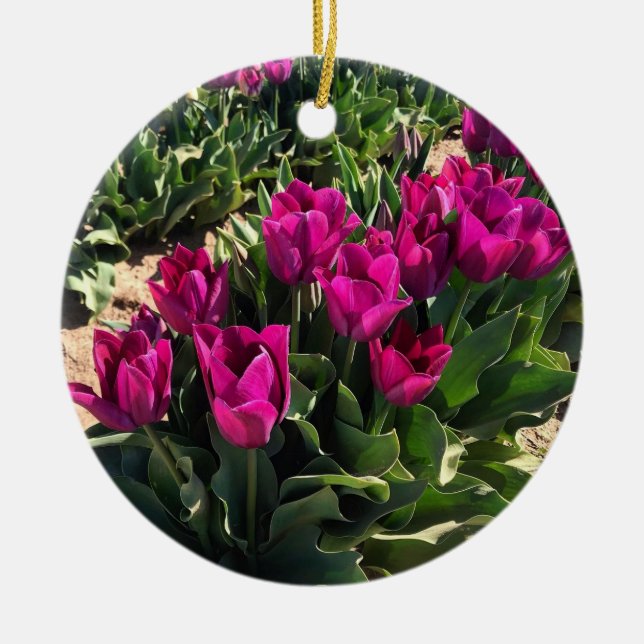 Beautiful Tulips Ceramic Ornament (Front)