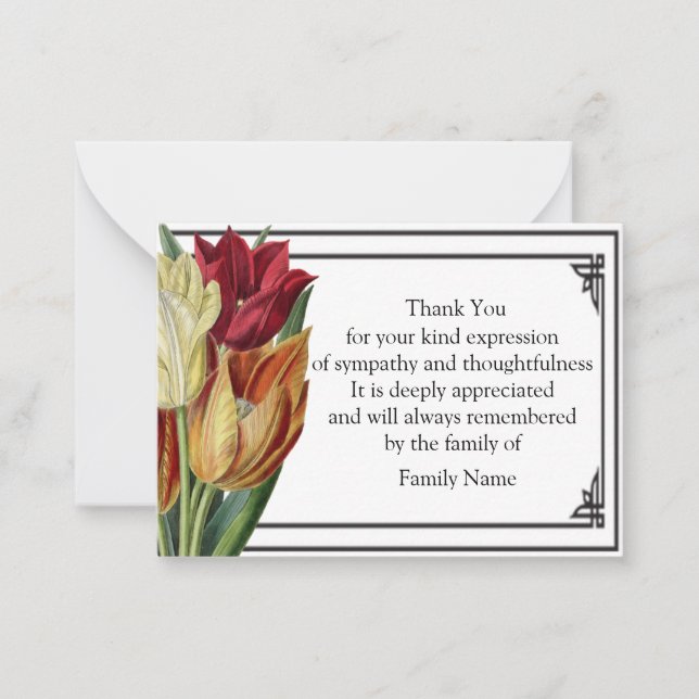 Beautiful Tulips Thank You Card (Front)