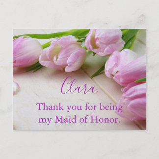 Beautiful Tulips Thank You Maid of Honour Postcard