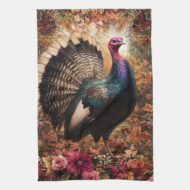 Beautiful Turkey Floral Design Kitchen Towel (Vertical)