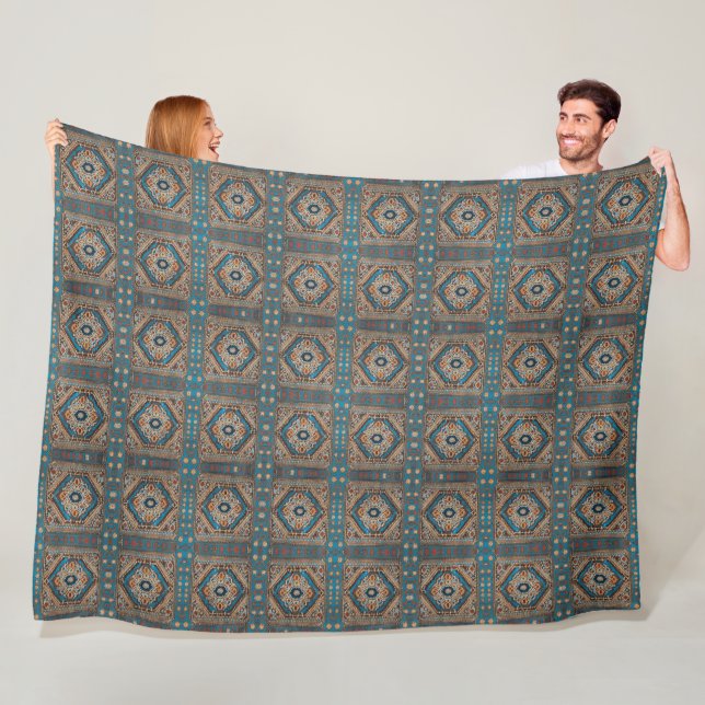 Beautiful Turkish Old Pattern Modern Collection Fleece Blanket (In Situ)