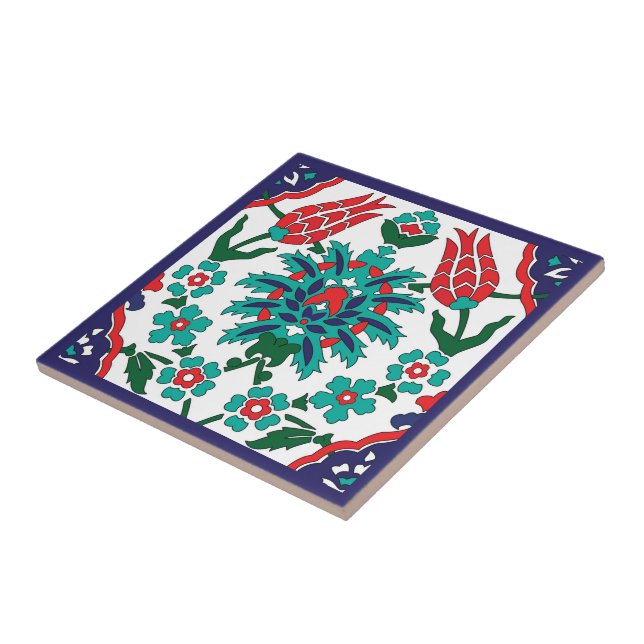 💙❤️💚 Beautiful Turkish tiles, blue background Ceramic Tile (Side)