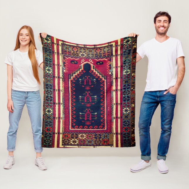 Beautiful Turkish traditional carpet Fleece Blanket (In Situ)
