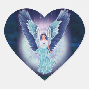 Beautiful Turquoise Blue Angel Heart Stickers