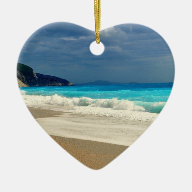 Beautiful Turquoise Blue Sea Tropical Photography Ceramic Ornament (Front)