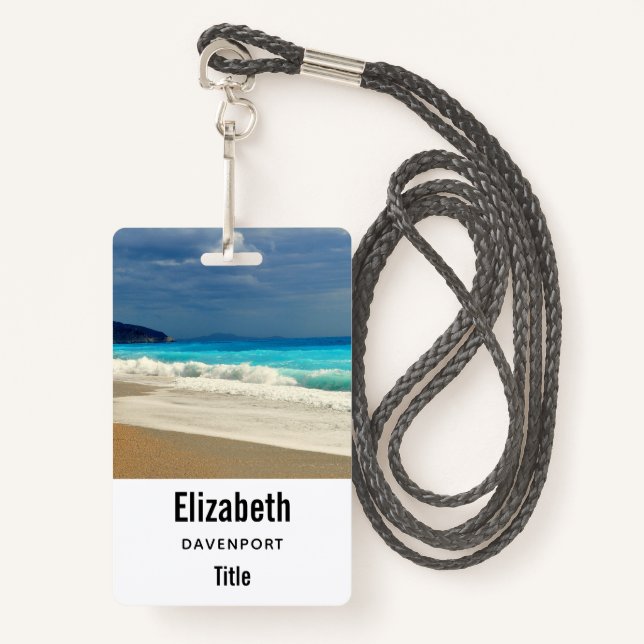 Beautiful Turquoise Blue Sea Tropical Photography ID Badge (Front with Lanyard)