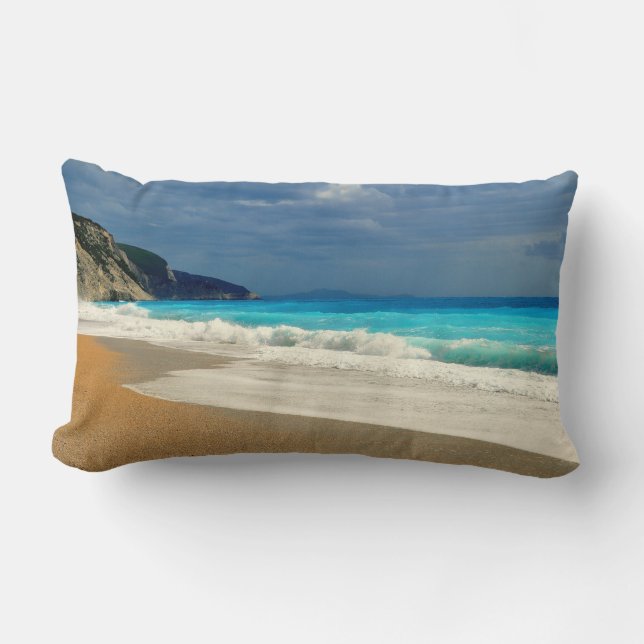 Beautiful Turquoise Blue Sea Tropical Photography Lumbar Cushion (Front)