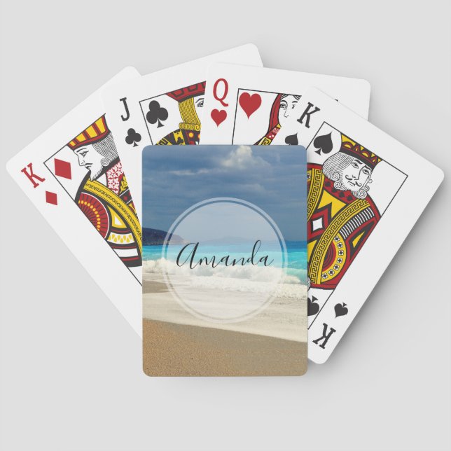 Beautiful Turquoise Blue Sea Tropical Photography Playing Cards (Back)