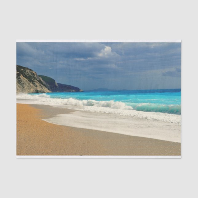 Beautiful Turquoise Blue Sea Tropical Photography Tissue Paper (Front)