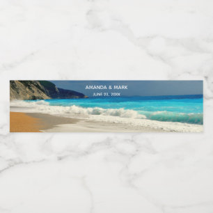 Beautiful Turquoise Blue Sea Tropical Photography Water Bottle Label