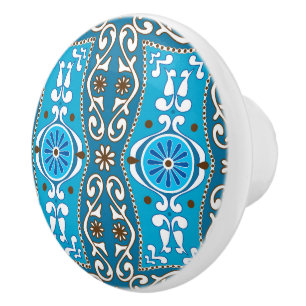 💙🤎 Beautiful turquoise - brown Azulejos, 8, Ceramic Knob