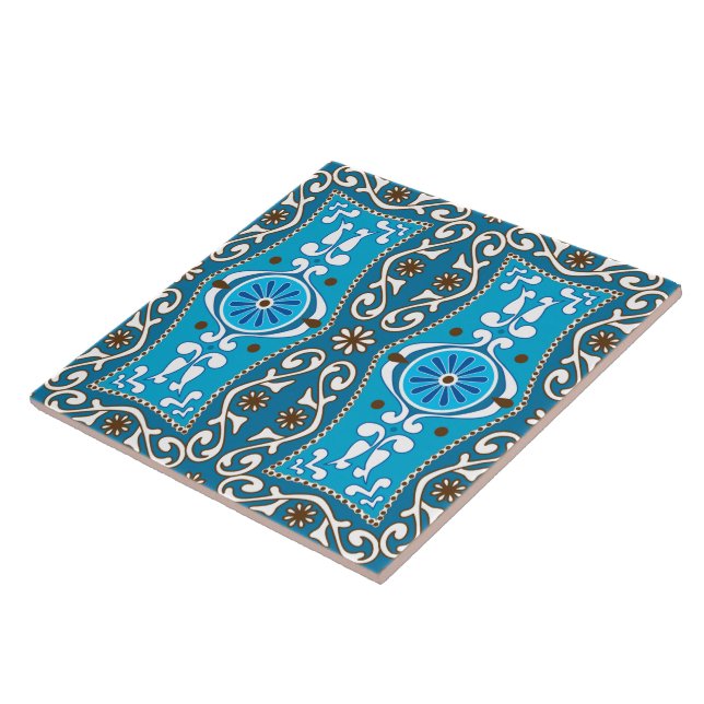 💙🤎 Beautiful turquoise - brown Azulejos, 8, Ceramic Tile (Side)