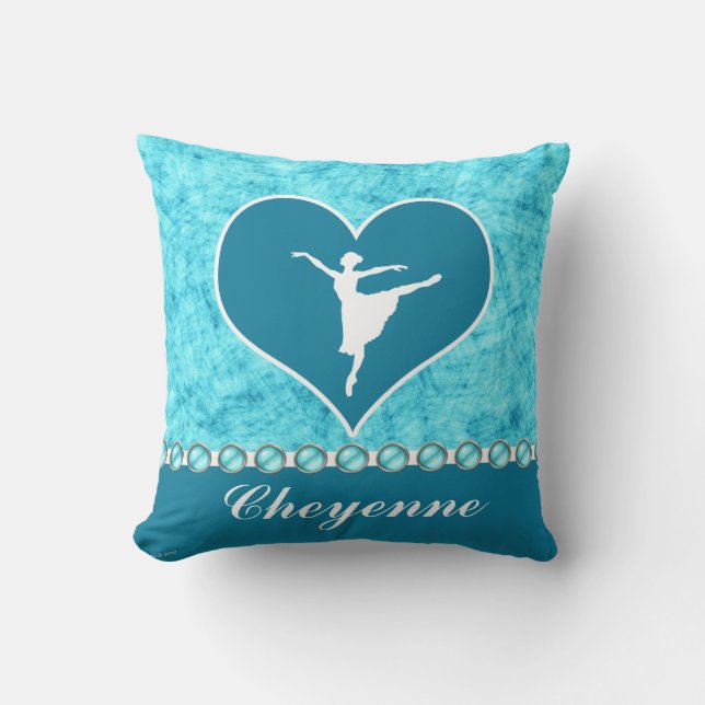Beautiful Turquoise Dancer with Monogram Cushion (Front)