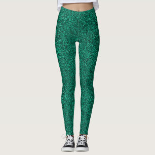 Beautiful Turquoise Glitter Effect Pattern Leggings