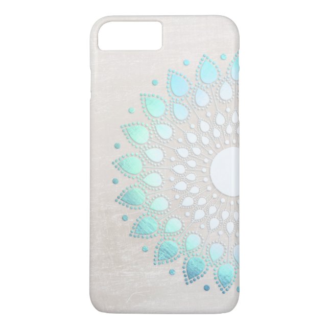 Beautiful Turquoise Lotus Flower Floral Mandala Ca Case-Mate iPhone Case (Back)