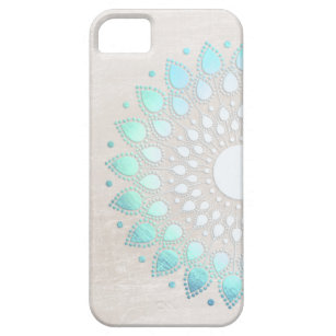 Beautiful Turquoise Lotus Flower Floral Mandala Barely There iPhone 5 Case