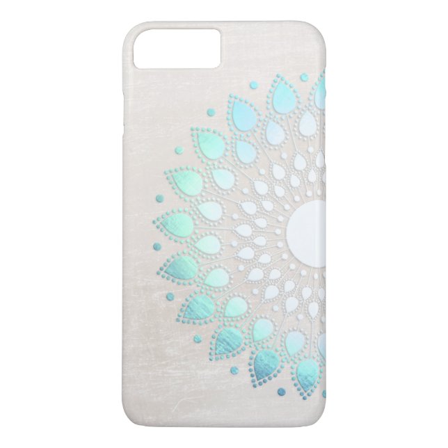 Beautiful Turquoise Lotus Flower Floral Mandala Case-Mate iPhone Case (Back)