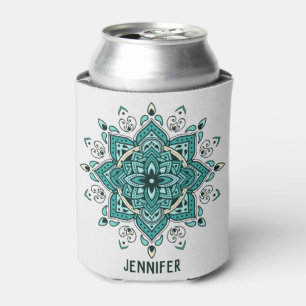 Beautiful turquoise mandala design can cooler