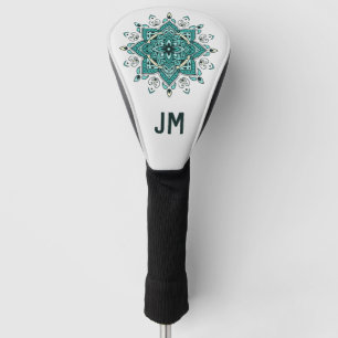 Beautiful turquoise mandala design golf head cover