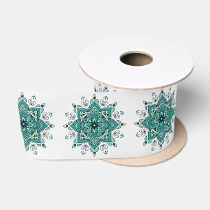 Beautiful turquoise mandala design satin ribbon