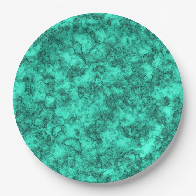 Beautiful turquoise marble paper plate (Front)