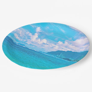 Beautiful Turquoise Ocean Waves  Paper Plate