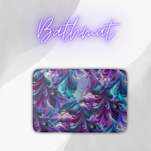 Beautiful Turquoise & Pink Abstract Pattern Bath Mat