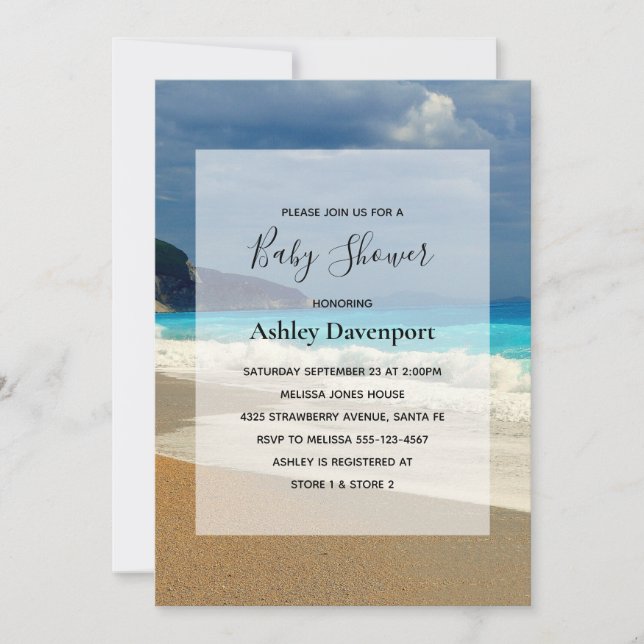 Beautiful Turquoise Sea Tropical Photo Baby Shower Invitation (Front)
