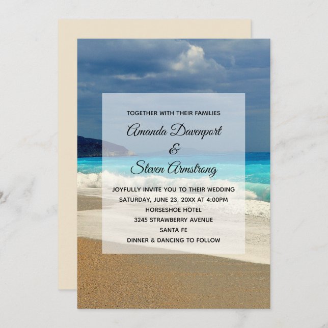 Beautiful Turquoise Sea Tropical Photo Wedding Invitation (Front/Back)
