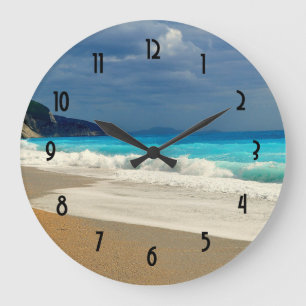 Beautiful Turquoise Sea Tropical Photography Large Clock