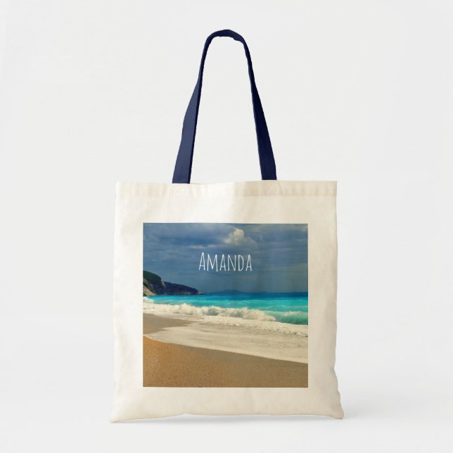 Beautiful Turquoise Sea Tropical Photography Tote Bag (Front)