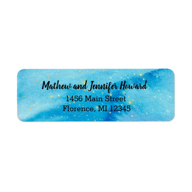 Beautiful Turquoise Skies and Sparkling Stars Return Address Label (Front)
