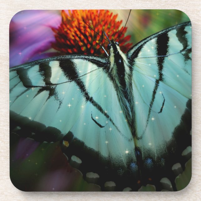 Beautiful Turquoise Swallowtail Butterfly Coaster (Front)