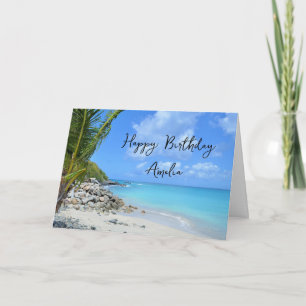 Beautiful Turquoise Tropical Beach  Birthday Card
