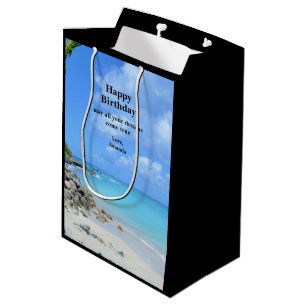 Beautiful Turquoise Tropical Beach Birthday Medium Gift Bag