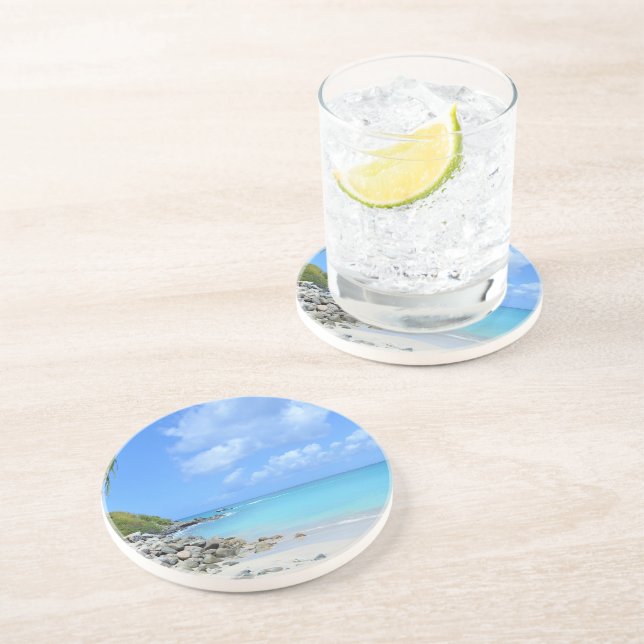 Beautiful Turquoise Tropical Beach Coaster (Side)