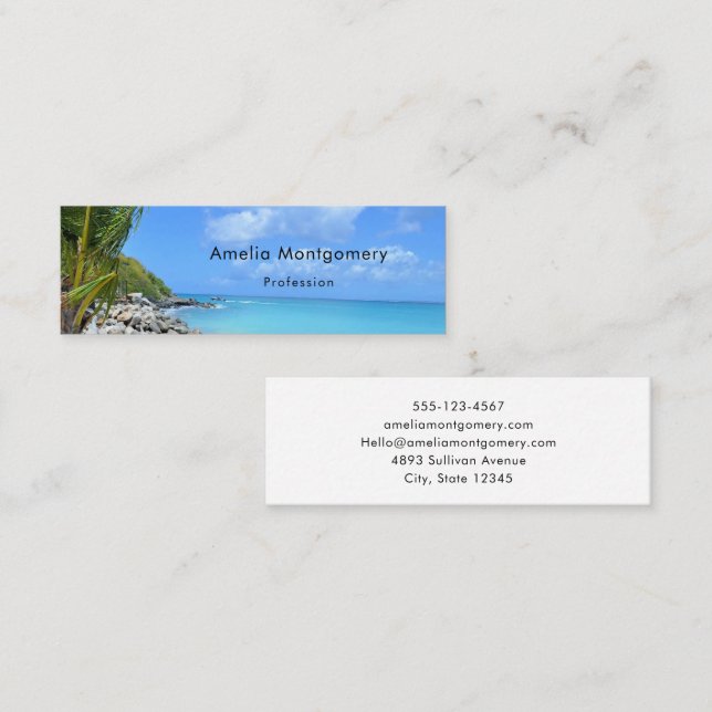 Beautiful Turquoise Tropical Beach Mini Business Card (Front/Back)