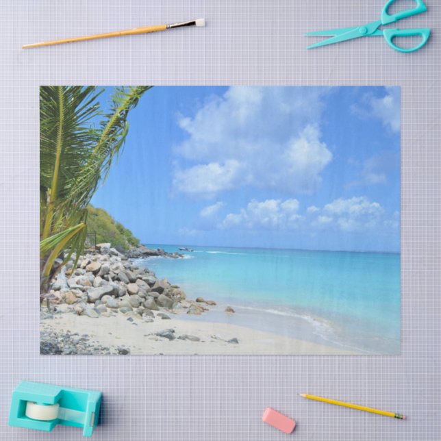 Beautiful Turquoise Tropical Beach Tissue Paper (Craft)
